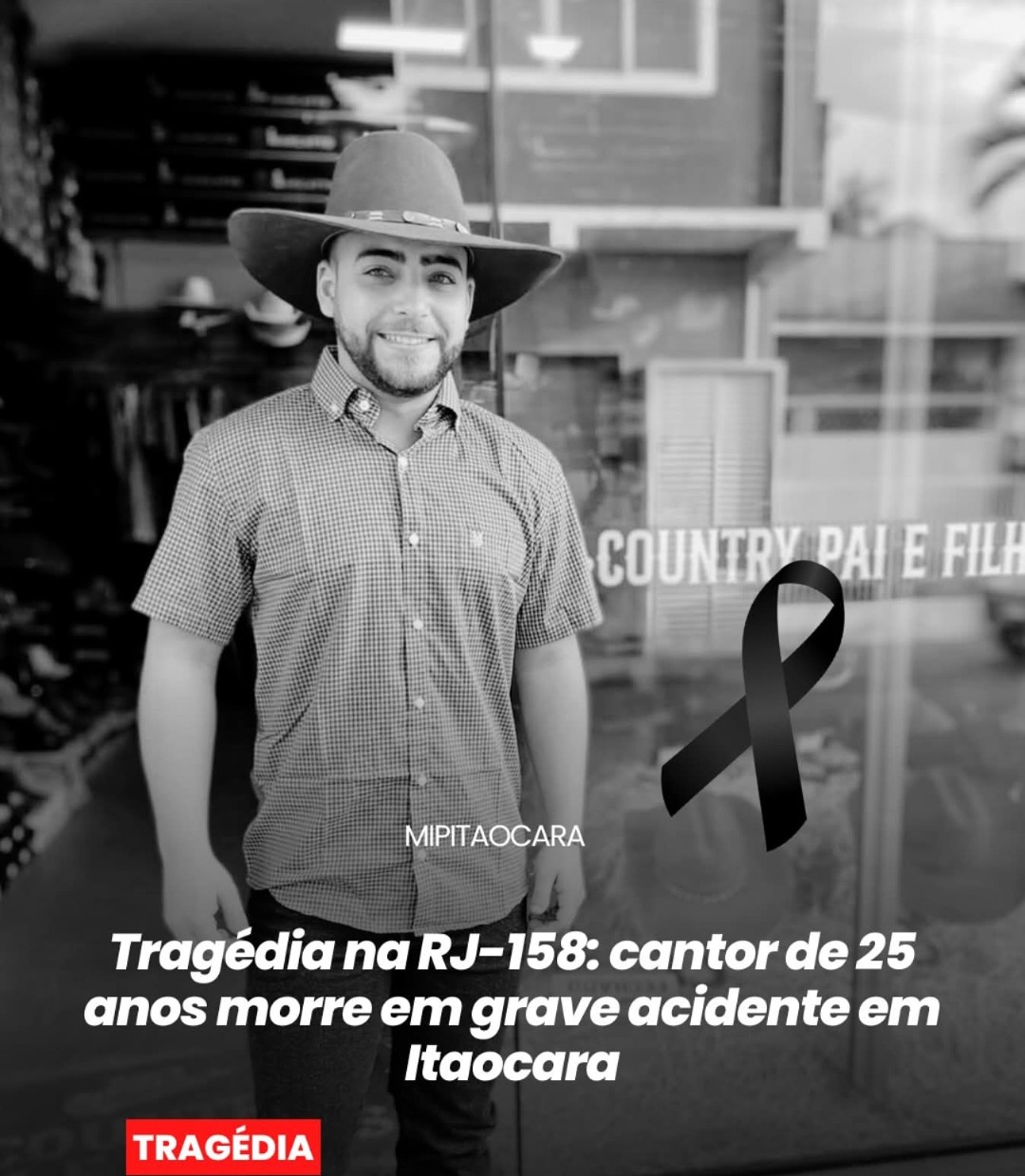 Tragédia na RJ-158: cantor de 25 anos morre em grave acidente em Itaocara